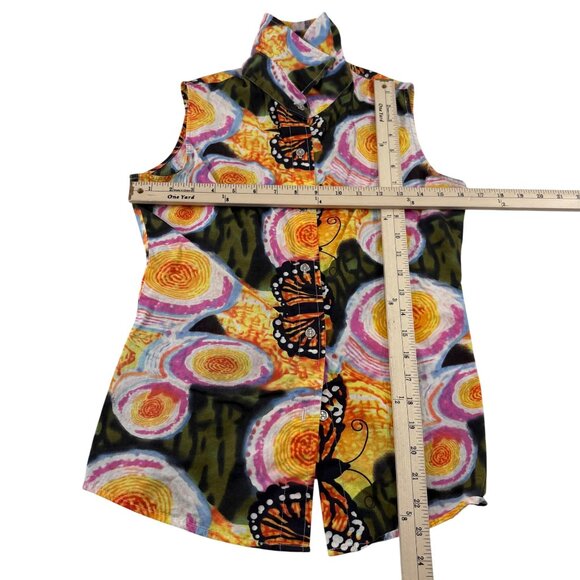 BUGATCHI Women's size Medium Multi-Color Button Down Shirt Butterfly - Picture 2 of 5